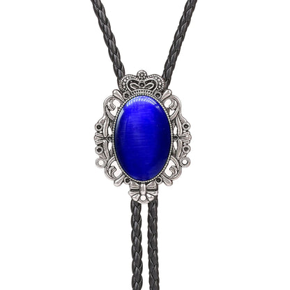 Bolo Tie Western Cowboy Opal Rodeo Leather Necktie