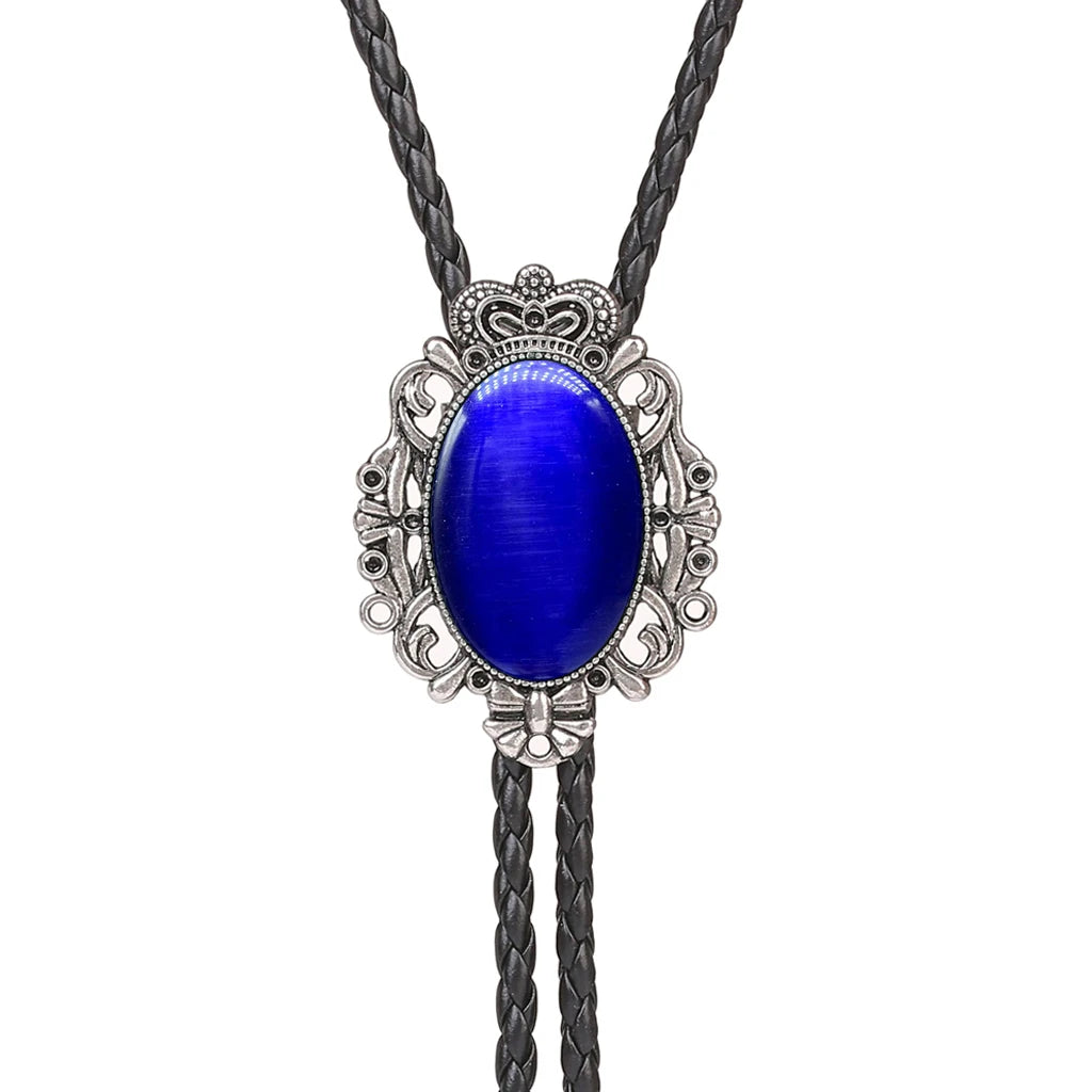 Bolo Tie Western Cowboy Opal Rodeo Leather Necktie - 15