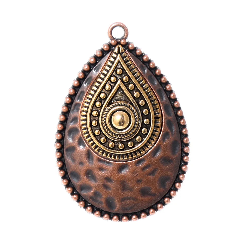 Retro Vintage Ethnic Bohemia Teardrop Pendants for Women Earrings Necklaces Charms for DIY Making Jewelry Accessories - Vinta