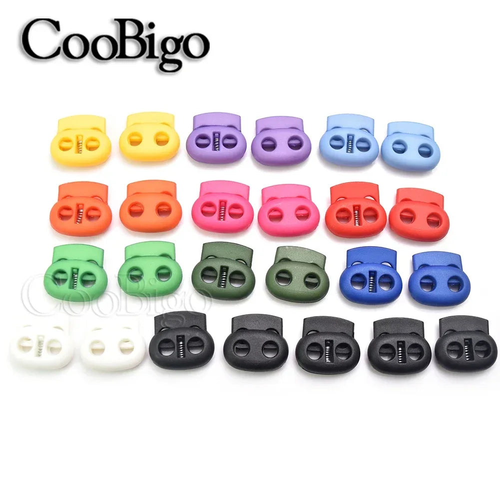 12pcs Plastic Stopper Cord Lock Bean Toggle Clip Apparel Shoelace Sportswear Rope Paracord Lanyard Accessories Colorful 5mm H