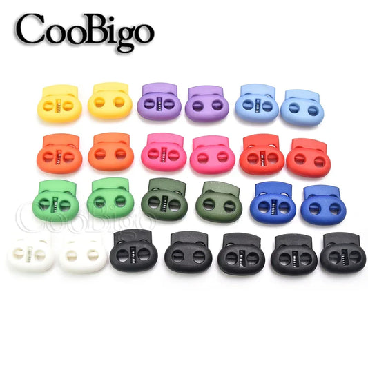 12pcs Plastic Stopper Cord Lock Bean Toggle Clip Apparel Shoelace Sportswear Rope Paracord Lanyard Accessories Colorful 5mm H