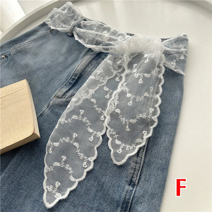 Sweet Lace Elastic Bow Tie Bohemian Waist Chain Belt for Women Fashion Sweater Chain Waist Seal Body Decor Accessories - Styl