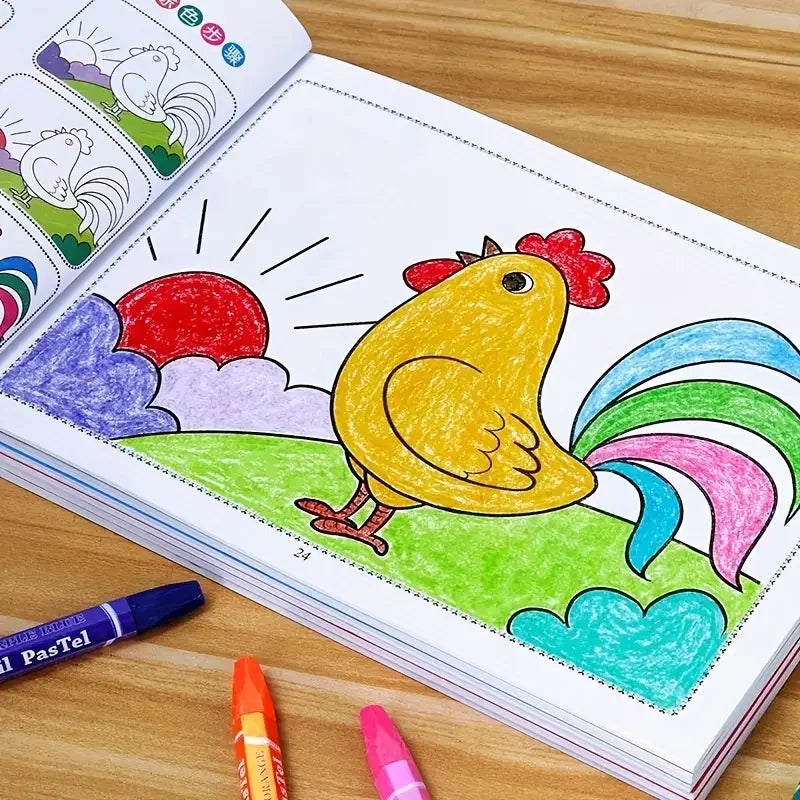 46-Page Kids Drawing & Painting Coloring Book - Educational Art Supplies for Creative Learning, Gift for Boys & Girls, Chines