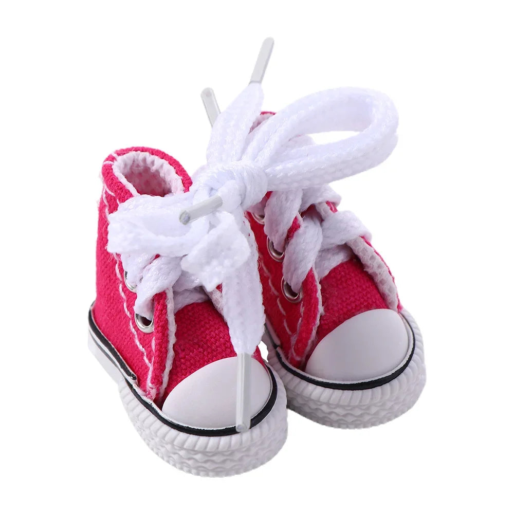 Dolls Accessories 3.5CM Sneakers Shoes Mini Shoes For Children Blyth Shoes Canvas Shoes Shoes - Rose red A