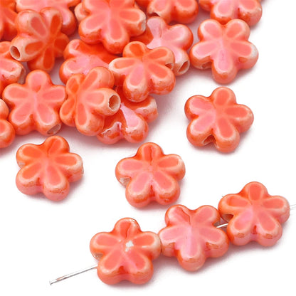 10Pc 12mm Handmade Colorful Flower Shape Ceramic Loose Spacer Beads Charm for Bracelet Necklace Earring DIY Jewerlry Making -