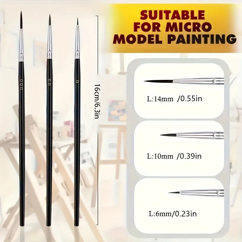 30Pcs Fine Detail Paint Brush Set #0 #00 #000 Miniature Brushes Nylon Hair for Watercolor Oil Acrylic Painting Crafts