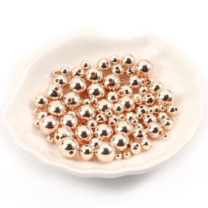 3/4/6/8/10/12mm Round Spacer Beads CCB Gold Silver Color Smooth Loose Ball Beads for Bracelet DIY Jewelry Making Accessories