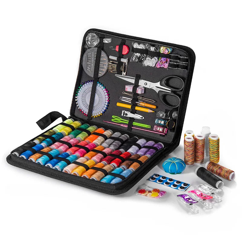 Sewing Kit Complete Set with Threads Needles Scissors Tape Measure Buttons and More for DIY Handcraft Projects Home and Trave