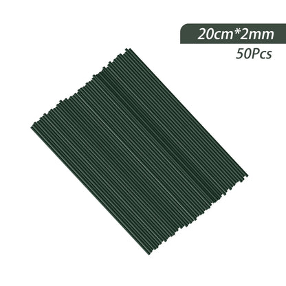 50pcs 15/20/25/30/40cm Artificial Green Flower Stems DIY Floral Material Handmade Wire Stem Accessoies For Wedding Home Decor