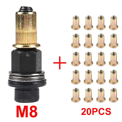 21pcs+1pc Hand Rivet Nut Manual Riveter Nut Tool Accessory for Nuts M4 M5 M6 M8 M10 Simple Installation