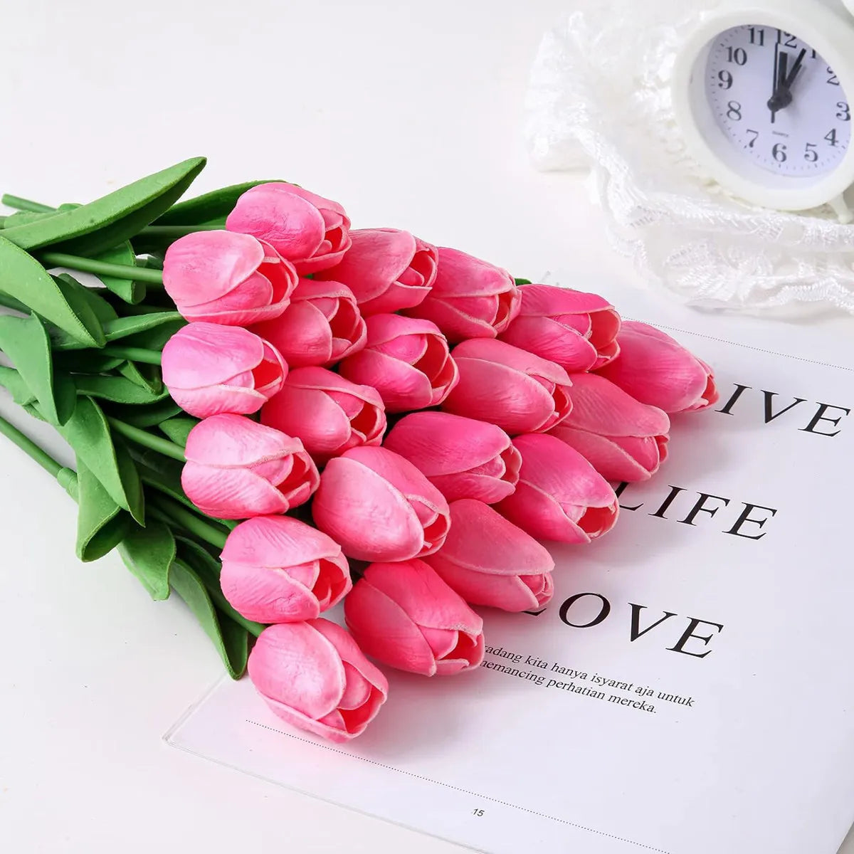10Pcs Artificial Flower Realistic Touch Tulip Scrapbooking Vase Home Decor Wedding Garden Arch Garland Mother's Day Bouquet d