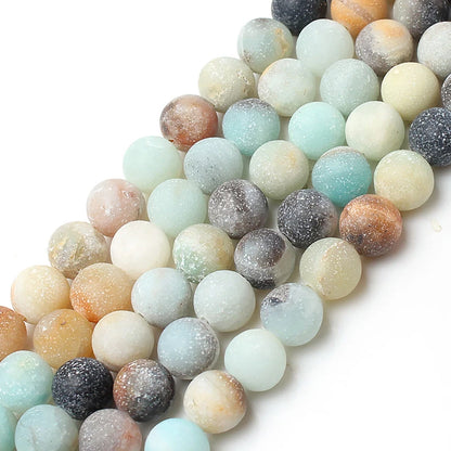 4-14mm Natural Black Volcanic Lava Stone Round Beads 15" Pick Size For Jewelry Making diy Bracelet - Matte Amazonite / 4mm 95