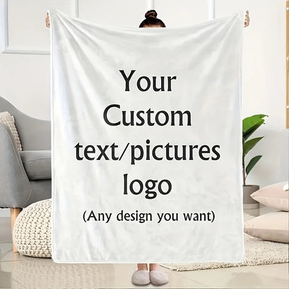 1 Piece of Custom DIY Personalized Photo Blanket for Your Loved One - Flannel Blanket with Personalized Photo, Soft and Warm,