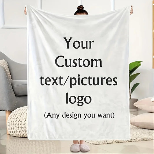 1 Piece of Custom DIY Personalized Photo Blanket for Your Loved One - Flannel Blanket with Personalized Photo, Soft and Warm,