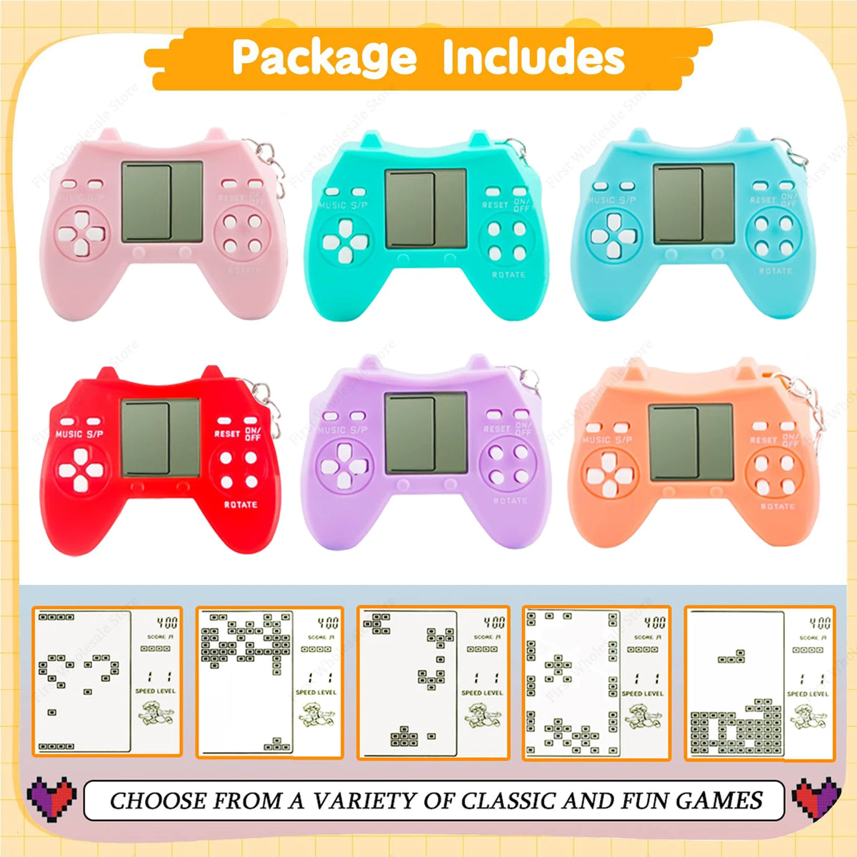 6-48Pcs Video Game Party Favors for Classic Game Console Keychain Birthday Joypad Souvenir School Valentine Gifts - SET B / 6