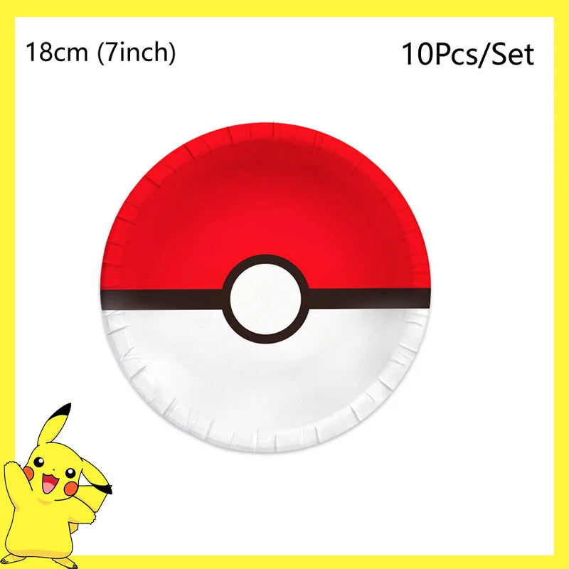 Pokemon Birthday Party Decoration Pikachu Disposable Tableware Cup Napkin Plate Tablecloth Baby Shower Cake Topper Flag Ballo
