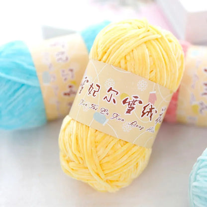 Crochet Chenille Yarn, Soft Pear Lustre Yarn for Dolls, Plush 2mm Yarn for Accessories, Thin Rope for Hand Knitting Projects