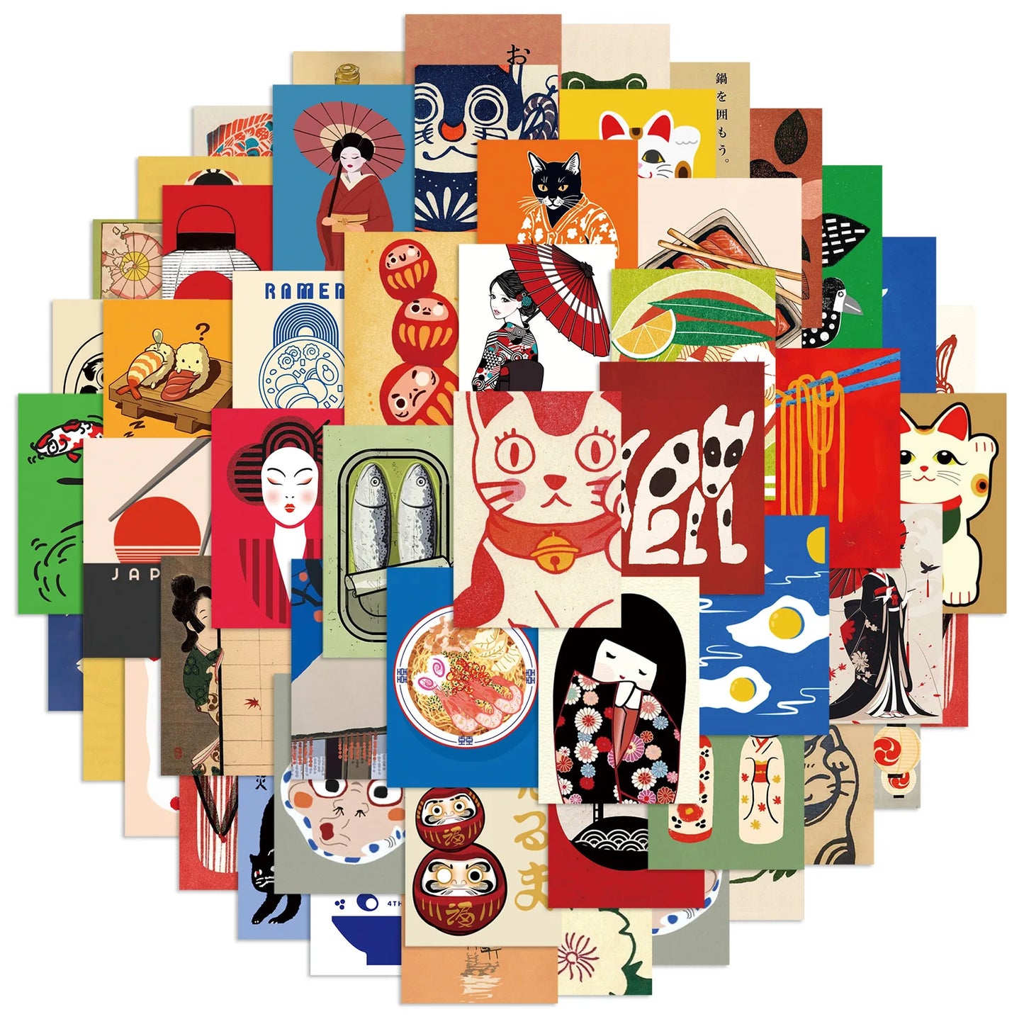 50pcs Cartoon Japanese Style Poster Stickers Refrigerator Phone Case Skateboard Computer Laptop Waterproof Decorative Sticker