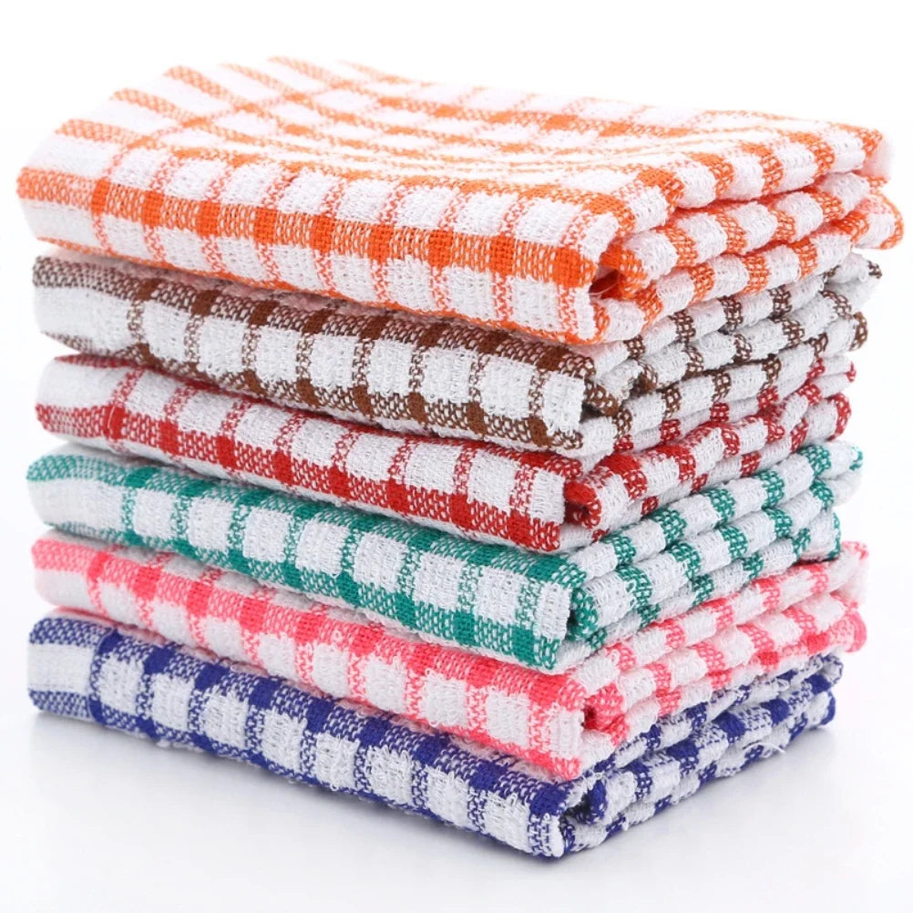 6PCS Cotton Kitchen Tea Towels Absorbent Lint Free Catering Restaurant Cloth Dish Towels Cleaning Cloth Kitchen Cleaning Towe