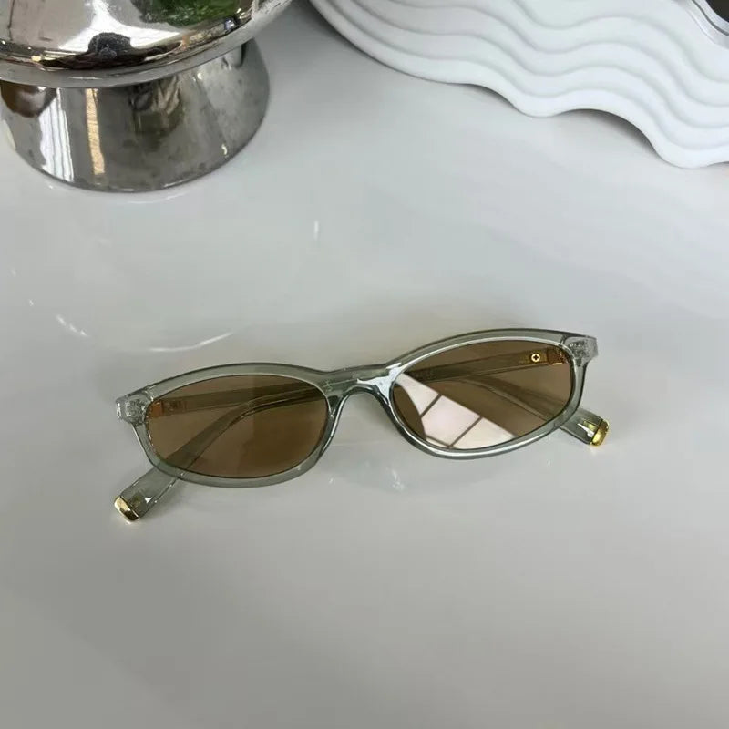 Vintage Small Frame Women's Kitten Glasses High-end Sunglasses Woman Luxury Brands Original Lunettes Femmes 802346 - Green li