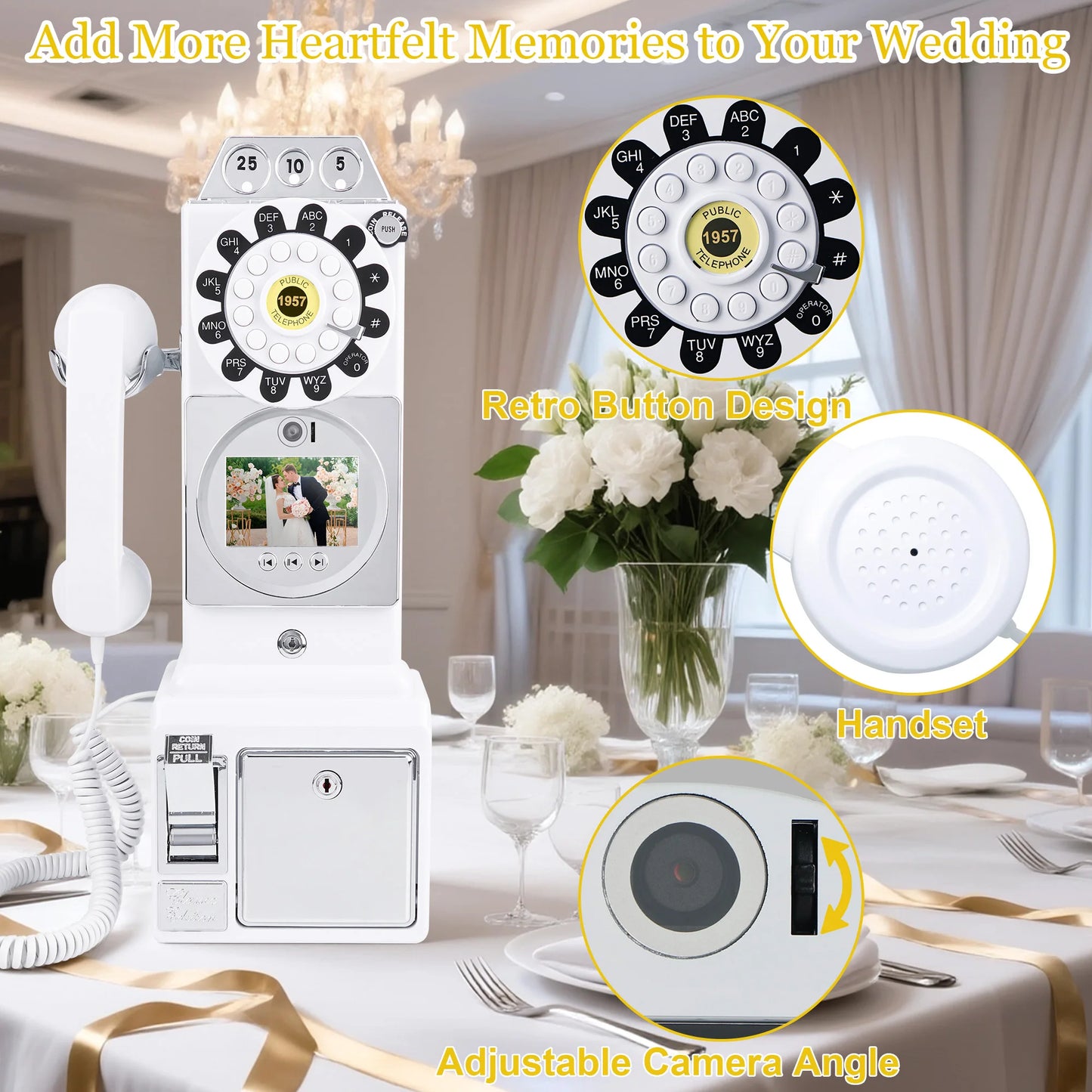 Retro Audio Video Guestbook Wedding Video Message Telephone Guest Video Signature Register Birthday Party Blessing Video Reco
