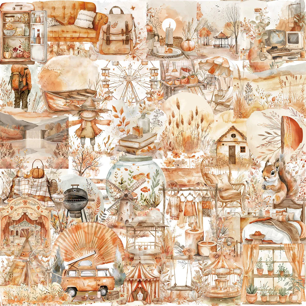 50PCS Cartoon Watercolor Clip Art Stickers Aesthetics Sticker For Laptop Phone Luggage Water Bottle Bicycle Car PET Decals - 