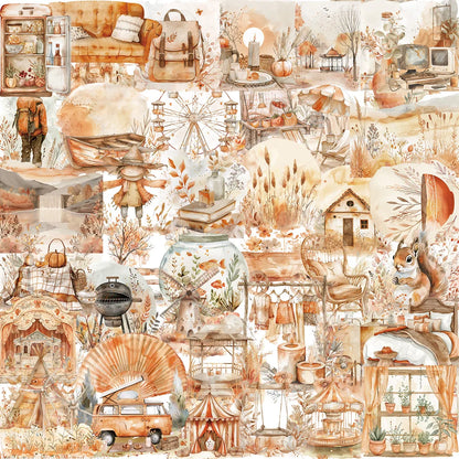 50PCS Cartoon Watercolor Clip Art Stickers Aesthetics Sticker For Laptop Phone Luggage Water Bottle Bicycle Car PET Decals - 