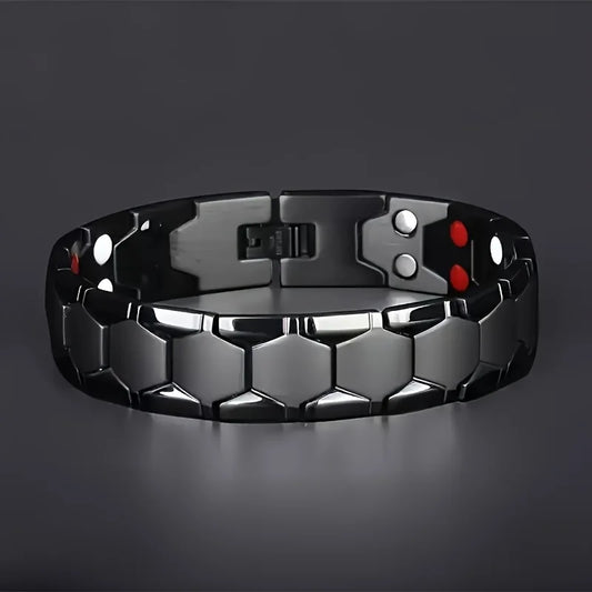 1pc men's magnetic titanium alloy bracelet - Ideal Father's Day gift, detachable hexagonal wide magnetic bead bracelet