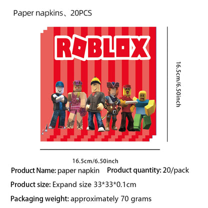 Roblox Foil Latex Balloons Happy Birthday Party Decoration Game Set Tableware Tablecloth Cake Topper Backdrop Toy Party Suppl