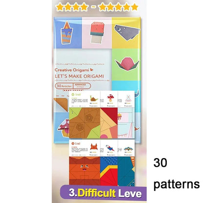Origami Kit with 30/96 Sheets Paper & Guide Book, DIY Craft Art for Beginners kids，Multiple difficulty level challenges
