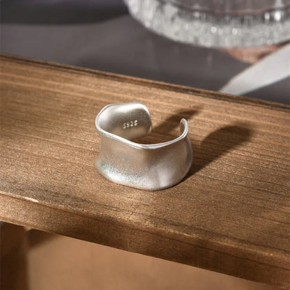 VENTFILLE 925 Sterling Silver Rings INS Fashion Hip Hop Vintage Couples Hollow Lines Punk Thai Silver Party Adjustable Jewelr