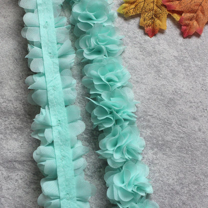 1 Yard Width 5cm 3D Chiffon Flowers Lace Trim Multicolor DIY Lace Ribbon Decor Clothes Accessories Craft Sewing Fabric Suppli