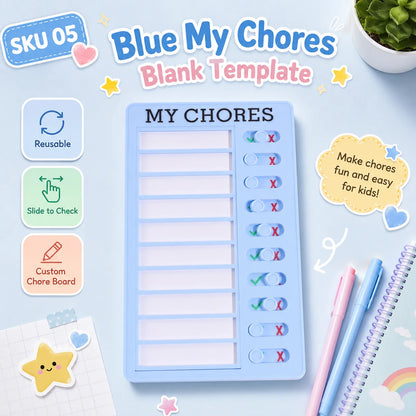 Self Discipline Checklist Board, Replaceable Plastic Chore Chart for Kids Adults, Summer Task Planner & Daily Habit Tracker