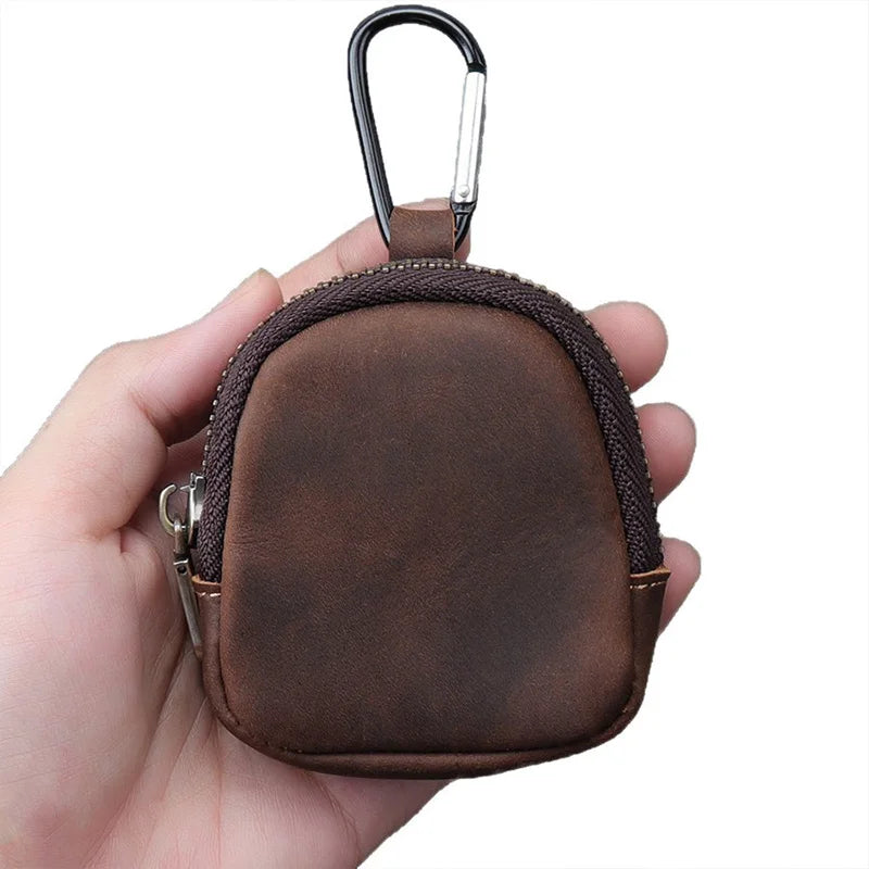 WERLLANDS PU Leather Carabiner Multi-Color Retro Mini Coin Purse Keychain Wallet