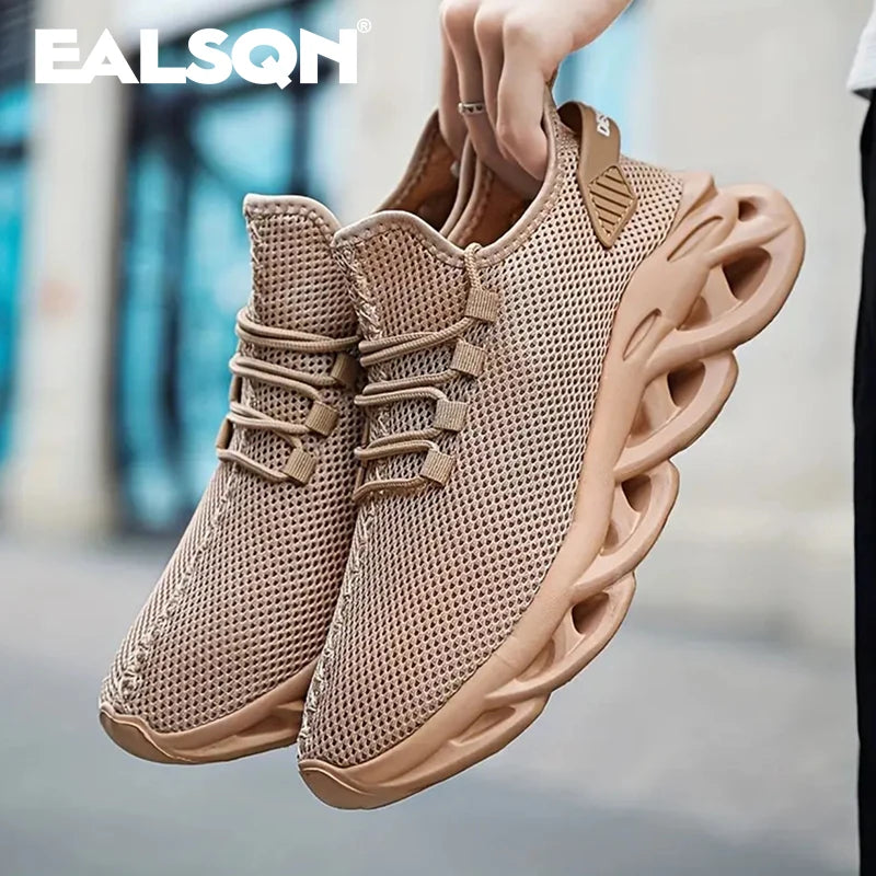 Men Sports Running Black Jogging Shoes Casual Sneakers Brown Outdoor Breathable Mesh Women Light Shock-absorption Black Tenni