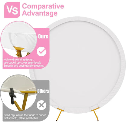 Pure Color Circle Round Backdrop Cover Wedding Baby Shower Birthday Party Decor Elastic Photo Background（Without Shelf）