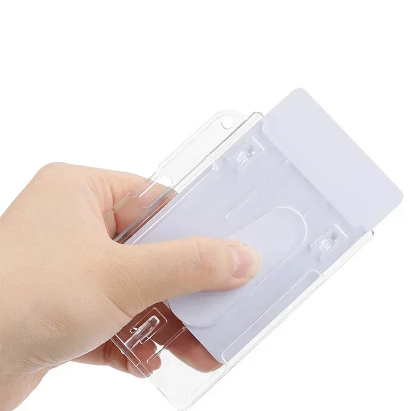 Transparent Cards Slots ID Tag Badge Holder with Badge Reel Cards Storage Organizer Employee Pass Work Card Case Sleeve