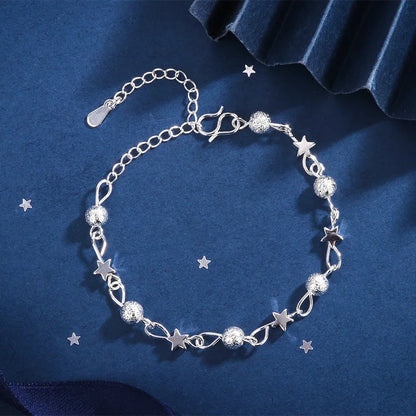 925 Sterling Silver Hollow Heart Bracelets For Women Girls Vintage Korean Design Double Layer Beads Bracelet Party Jewelry Gi