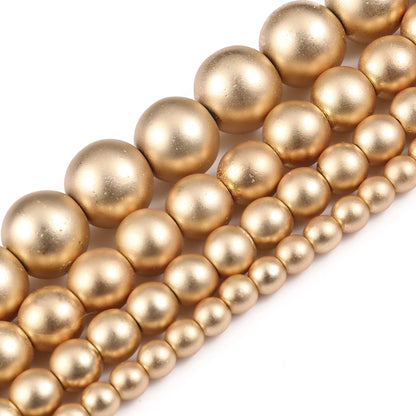 Natural Stones Rhodium Rose Gold Plated Hematite Round Loose Mineral Beads for Bracelet DIY Jewelry Making 15inch 2/3/4/6/8/1