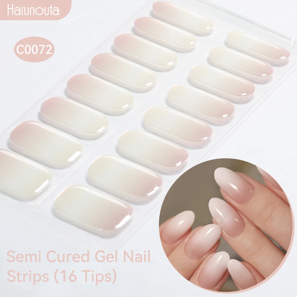 Gradient Auroras Semi Cured Gel Nail Strips Sparkly Shinning DIY Gel Polish Stickers for Nails Works with UV/LED Nail Lamps -