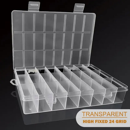 24 Grids Compartment Plastic Storage Box Jewelry Earring Box Bead Screw Container Home Storage Case Display Organizer Contain