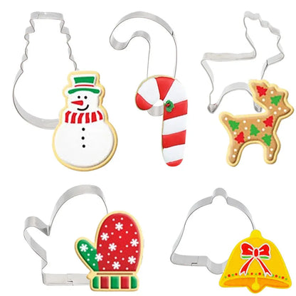 5Pcs/set Christmas Cookie Cutter Gingerbread Xmas Tree Mold Christmas Cake Decoration Tool Navidad Gift DIY Baking Biscuit Mo