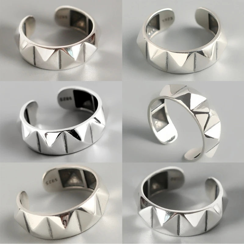 Silver Color Geometric rhombus Rings For Women Couples Trendy Vintage Personality Party Jewelry Gifts