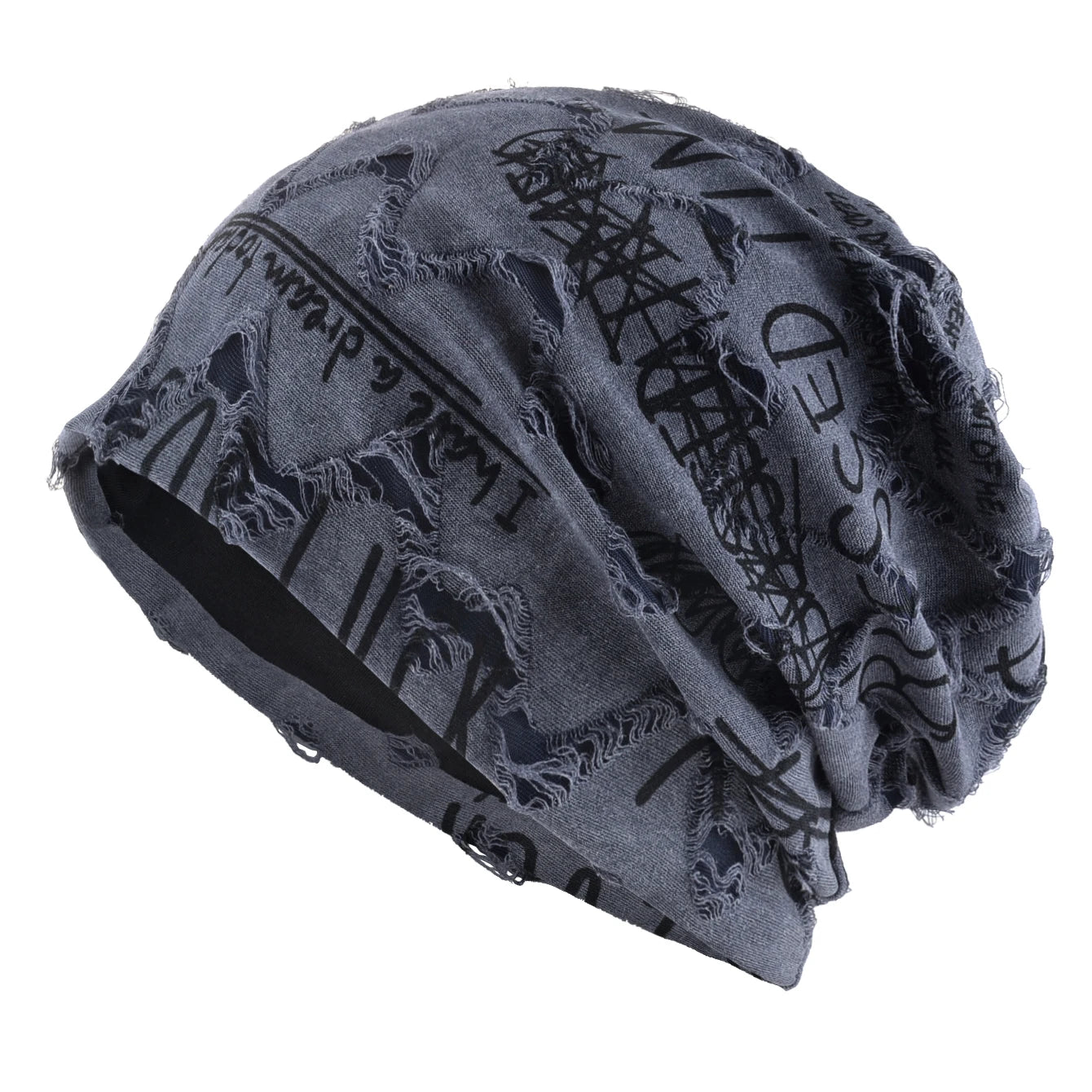 Letter Print Beanie Hats For Women Men Vintage Distressed Cracked Design ​Wasteland Style Spring Summer Warm Fleece-lined Win