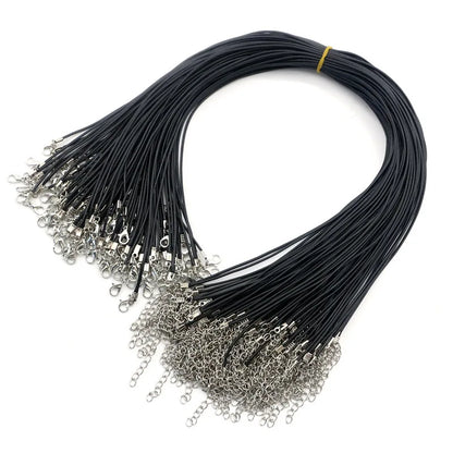 10/20/30Pcs 45cm Black Leather Braided Rope Necklaces with 5cm Extender Chain with Lobster Clasp String Cord DIY Jewelry Chai