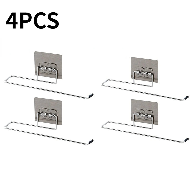 4/1PCS Kitchen Paper Holder Towel Storage Hook Toilet Paper Holder Towel Stand Storage Rack Tissue Holder Bathroom Organizer 