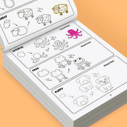 96 Animal Patterns, 32 Pages, Learn To Draw Animals, How To Draw: Teaching Drawing Book, Simple 4 Steps To Complete Drawing