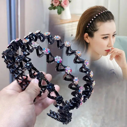 Non-Slip Rhinestone Hairbands Elastic Flower Fashion Pearl Women Hair Hoop Bands Headband Bezel Girls Hair Accessories Headdr