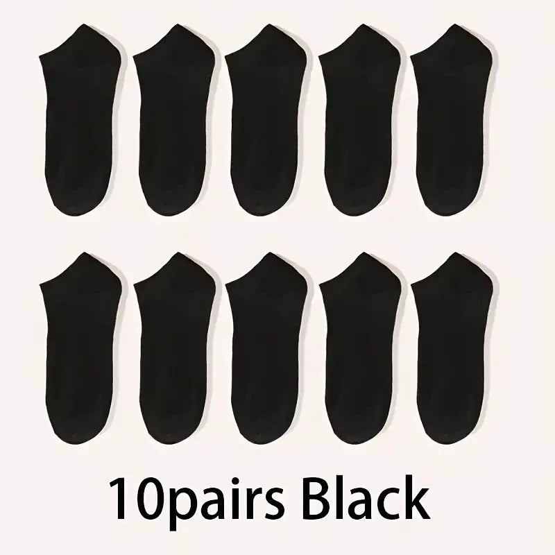 5/10-Pack Unisex Comfort-Fit Ankle Socks For All, Breathable & Lightweight - Ideal For Sports & Daily Wear - 10pairs Black