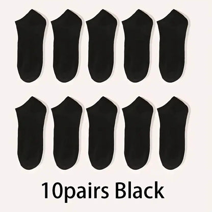 5/10-Pack Unisex Comfort-Fit Ankle Socks For All, Breathable & Lightweight - Ideal For Sports & Daily Wear - 10pairs Black